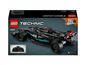 Lego Technic-Set mit einem schwarzen Formel 1-Auto mit Rückzugfunktion.
