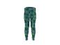 Dunkelgrüne Kinderleggings mit tropischen Blättern und rosa-grünen Emblemen