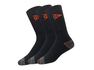 DUNLOP - Herren Arbeitssocken, 3 Paar, verstärkte Ferse und Spitze (schwarz, 39-42)