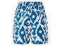 Blaue Shorts mit Leopardenmuster, sommerlicher Stil.