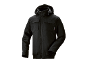 Schwarze Herren-Arbeitsjacke mit Kapuze und Taschen.