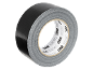 Schwarzes Klebeband aufgerollt mit Herstellerinformationen auf der Seite.