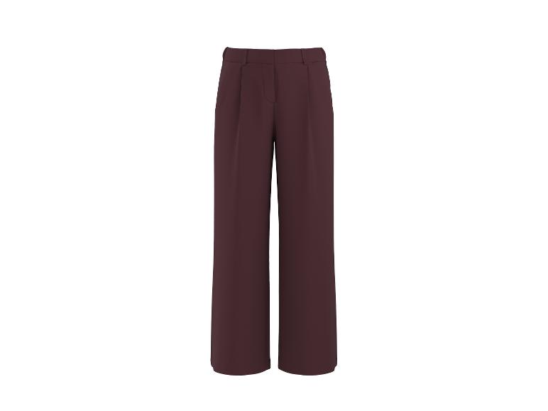 Damen-Hose mit weitem Bein und Bundfalten in Bordeaux.
