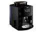 Kaffeemaschine mit Digitalanzeige und Kaffeebohnenbehälter.