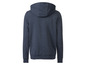 Dunkelblauer Hoodie mit Kapuze.