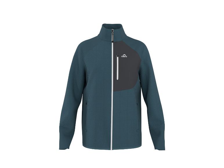 Blaue Herren-Fleecejacke mit Reißverschluss und dunkelgrauen Akzenten