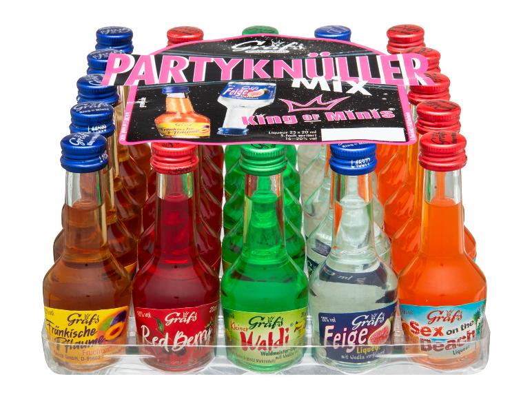 Gräf's Partyknüller Mix Miniatur-Alkoholflaschen, verschiedene Geschmacksrichtungen.
