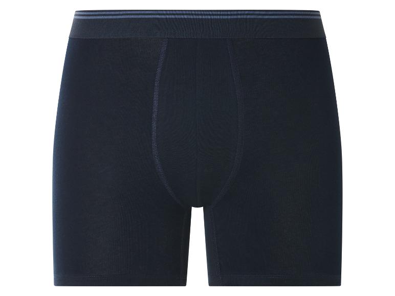 Schwarze Herren-Boxershorts mit elastischem Bund und grauen Streifen.