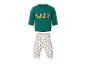 Grünes Langarmshirt mit Mickey und Friends Aufdruck und gemusterter Hose.