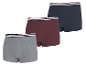 ESMARA MEN Herren-Boxershorts im 3er-Pack, in Grau, Weinrot und Marineblau mit gestreiftem Bund.