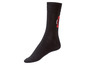 Schwarze Socken mit rotem Logo.