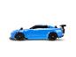Blaues Spielzeugauto mit Spoiler, Seitenansicht