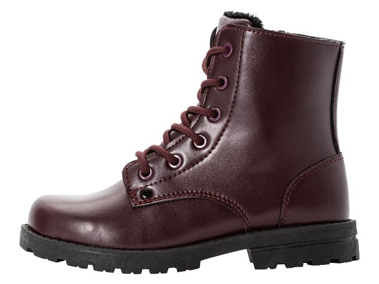 Bordeauxfarbene Schnürstiefeletten mit dicker Sohle.