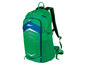 Grüner Rucksack mit blauen Akzenten.