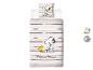 Snoopy Kinderbettwäsche mit Streifen.