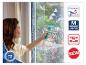Frau putzt Fenster mit Abzieher, Produkt-Icons: austauschbar, 28 cm, Click System, neu, Made in EU.
