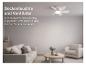Deckenleuchte und Ventilator in einem modernen Wohnzimmer, für Beleuchtung und Luftzirkulation.