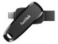 Schwarzer USB-Stick mit USB-C-Anschluss und einer Öse für einen Schlüsselring.