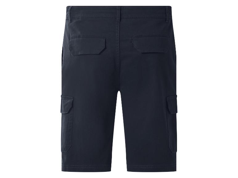 Dunkelblaue Herren-Cargoshorts, Rückansicht.