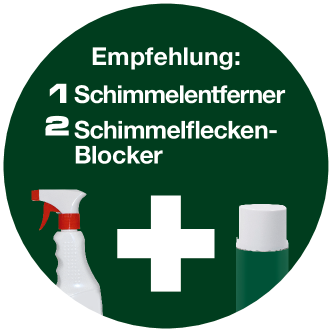 Empfehlung: 1. Schimmelentferner, 2. Schimmelflecken-Blocker.
