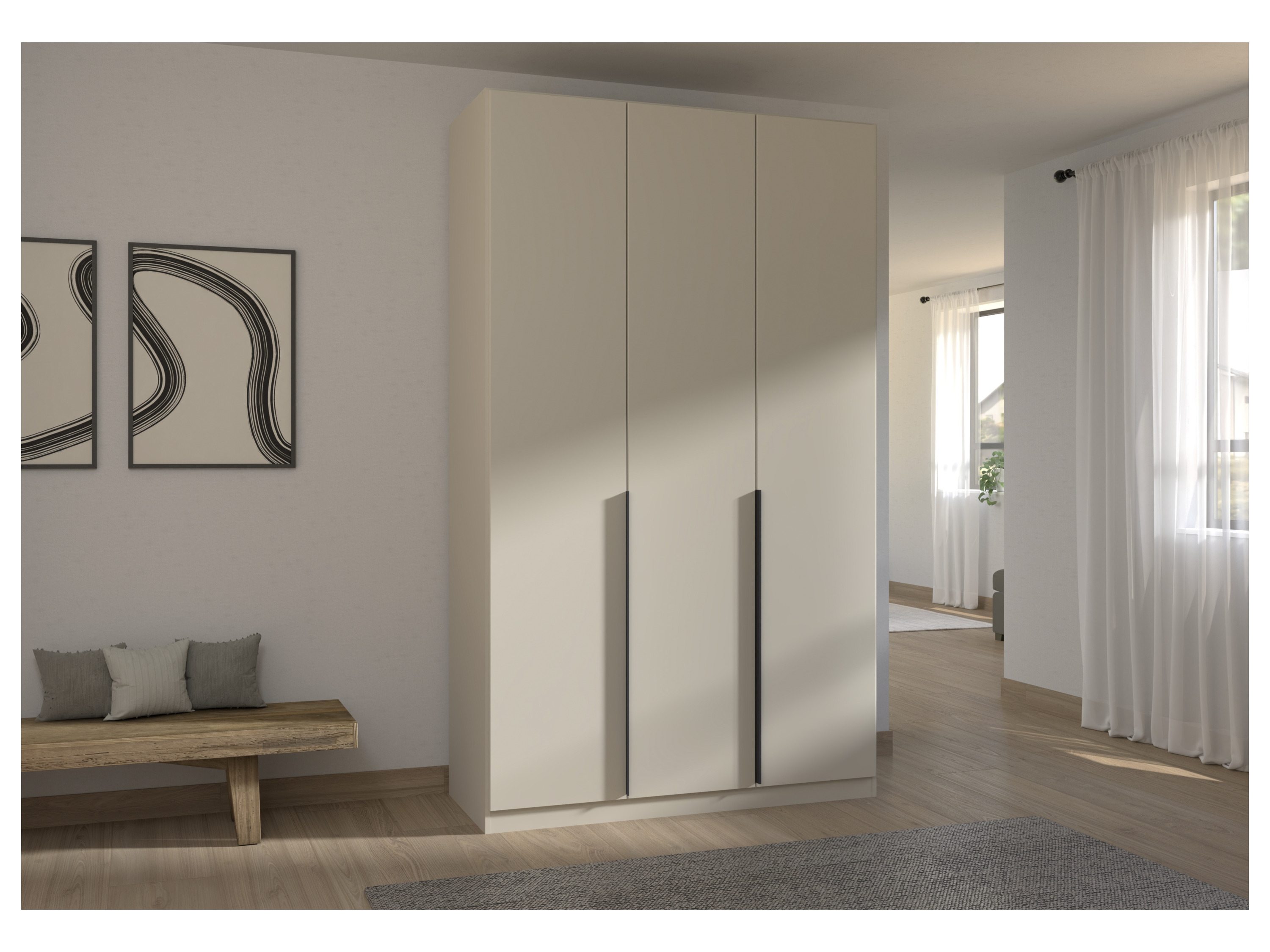 RAUCH ORANGE Drehtürenschrank Alabama (Classic-Zubehör, Beige-Champagner, Griffe Grau, 136 x 229 cm) – Bild 2 von 4