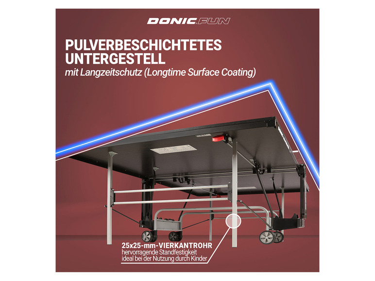 800« »Indoor DONIC Roller Tischtennisplatte inkl. Abdeckhülle