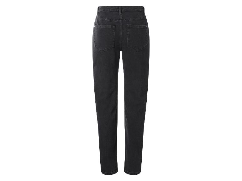 Dunkle High-Waist-Jeans mit geradem Bein, Rückansicht