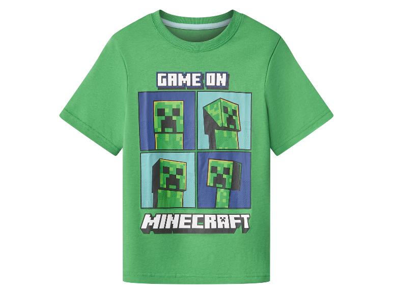 Grünes Minecraft Kinder-T-Shirt mit Creeper-Aufdruck und „GAME ON“-Schriftzug