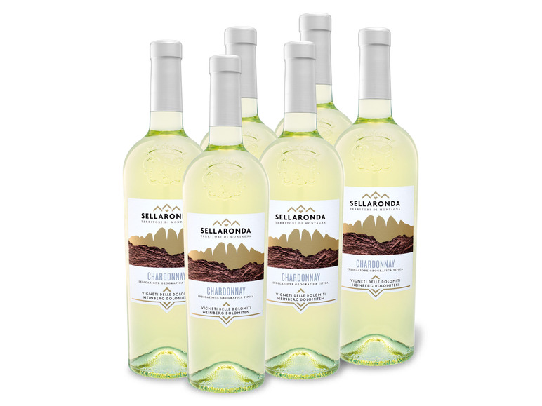 Gehe zu Vollbildansicht: 6 x 0,75-l-Flasche Weinpaket Sellaronda Chardonnay Vigneti delle Dolomiti IGT trocken, Weißwein - Bild 1