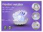 Flexible muschelförmige LED-Lampe mit Perle, betrieben über USB-C oder Batterien.