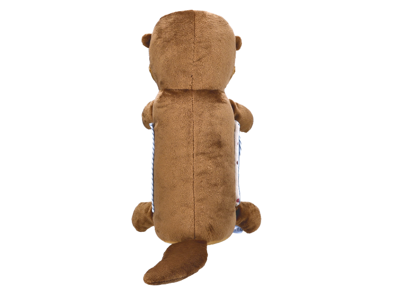 Rückseite eines Plüschtiers, das eine Otter darstellt.
