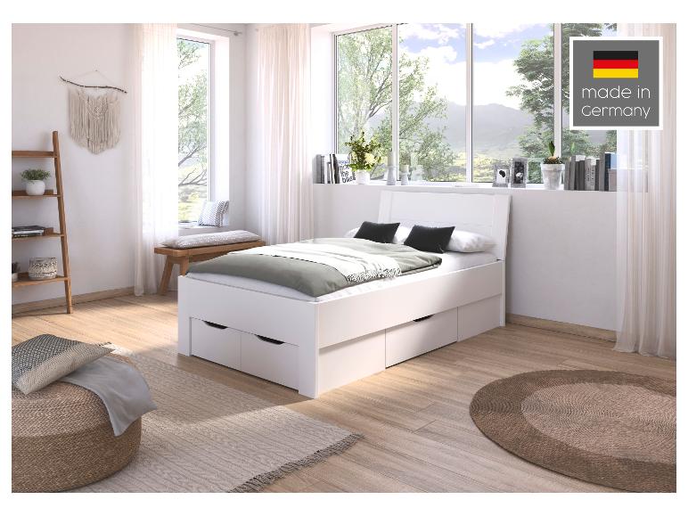 Weißes Bett mit Schubladen, skandinavischer Stil, hergestellt in Germanland.