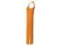 Langes geripptes orangefarbenes Kleid mit Seitenschlitz, Seitenansicht.