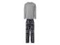 ESMARA MEN Herren Pyjama: Grau meliertes Langarmshirt mit 'Happy Holidays' und karierte Hose