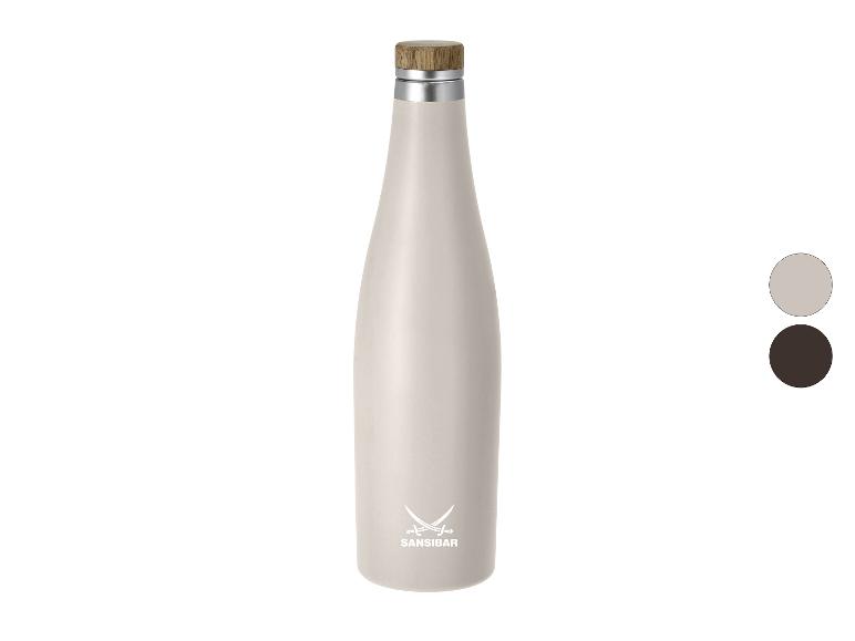 Beige Sansibar Wasserflasche mit Holzverschluss und Silberring, mit Farbpalette