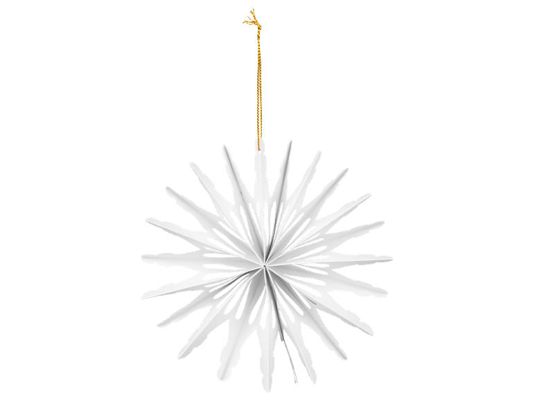 Weiße Papier-Schneeflocken-Weihnachtsdekoration mit goldener Schnur