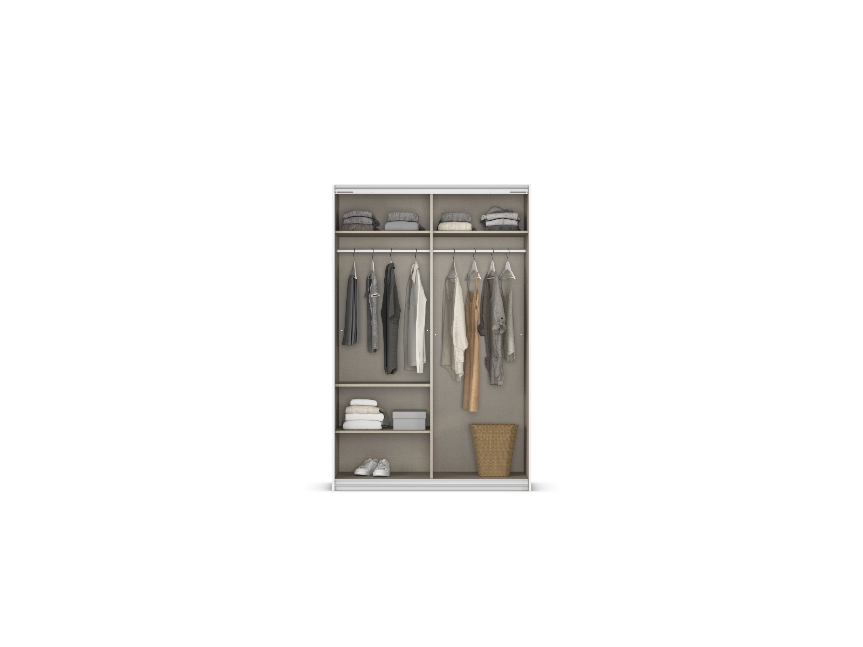 RAUCH ORANGE Quadra Schwebetürenschrank mit Spiegelelementen (Classic-Zubehör, Korpus: Eiche, 136 x 210 cm) – Bild 4 von 4