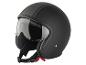 Schwarzer matter Motorradhelm mit Visier und grauen Streifen