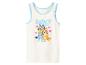 Cremefarbenes Tanktop mit Bluey- und Bingo-Aufdruck, umgeben von Herzen.