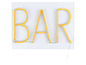 Ein gelbes Neon-Schild mit der Aufschrift 'BAR'.