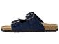 Blaue Damensandalen mit Metallschnallen und Korksohle
