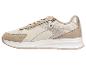 Beige Damen-Sneaker mit Reißverschluss und metallischen Akzenten.