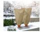 Zwei Schutzhüllen für Pflanzen im Winter.