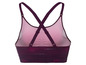 Ein lila Sport-BH mit gekreuzten Trägern.