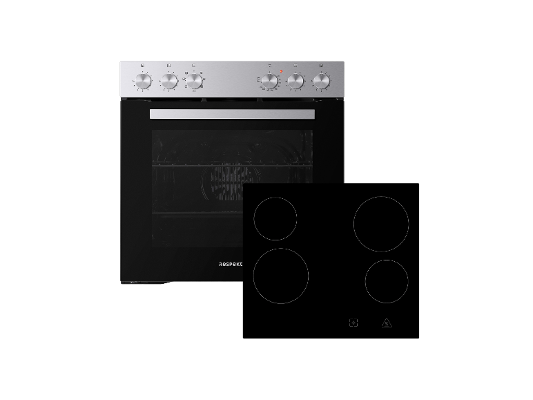 Elektrischer Backofen und Cerankochfeld mit vier Kochzonen.