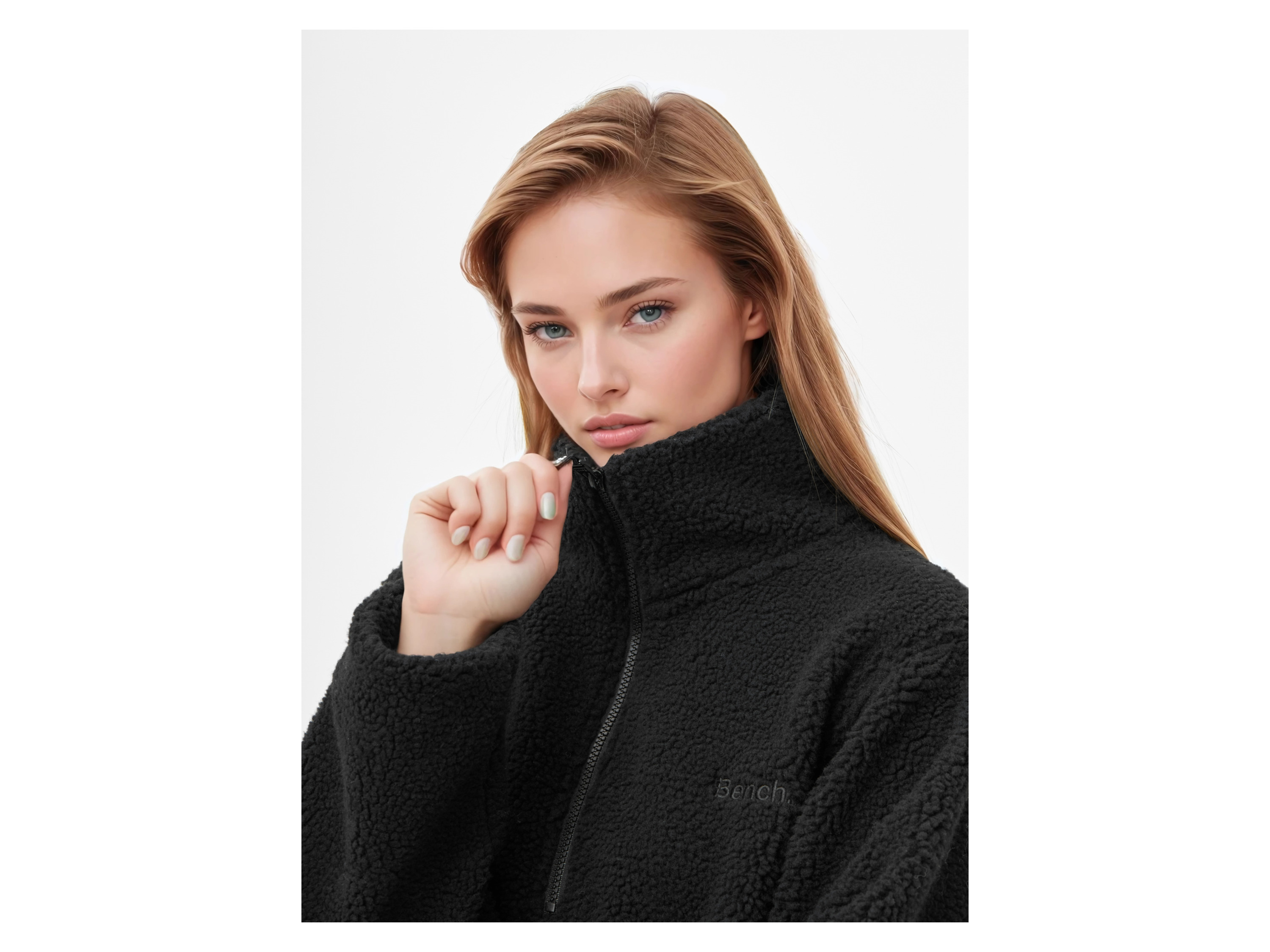 Thumbnail - BENCH Damen Pullover mit Reißverschlusss (Schwarz, XL)