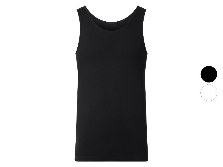 Schwarzes Herren-Tanktop mit weißen und schwarzen Farboptionen.