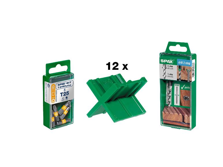 Set aus T-STAR plus T25 Bits und einem zweistufigen Holzbohrer, mit grünem Halter