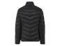 Schwarze Steppjacke mit hohem Kragen.