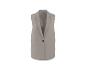 Ärmelloser Blazer in hellem Taupe mit einem einzelnen schwarzen Knopf.